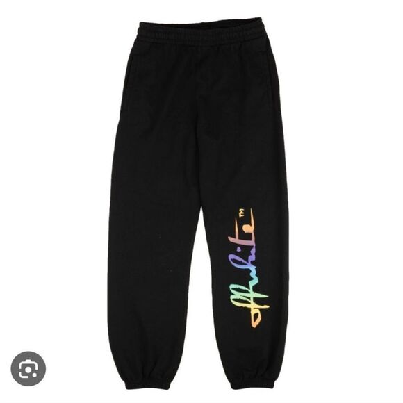 NWT 695.00 OFF WHITE Rainbow Sweatpants in Black Multi SIZE  XXS - Picture 2 of 7